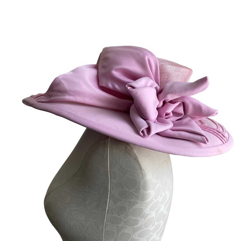 Vintage Champagne ITALY Wide Brimmed Embellished Pink Hat